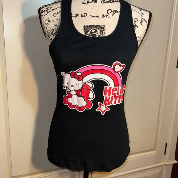 Hello Kitty Sanrio Retro Black Tank Top Juniors size Large slim fit - Picture 1 of 11